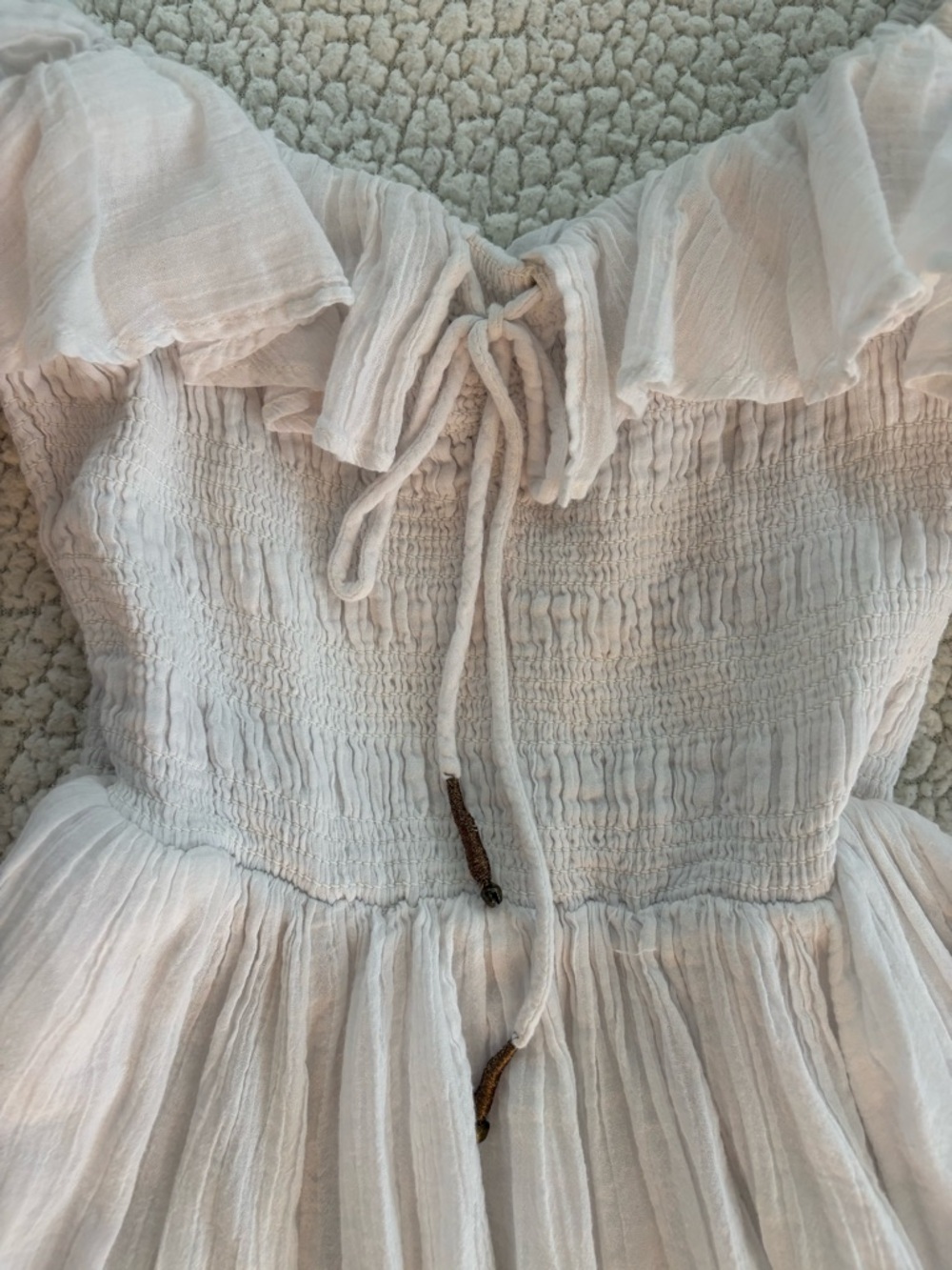 Free People White Off-Shoulder Maxi Dress with Ruffle Neckline - Picture 5 of 7